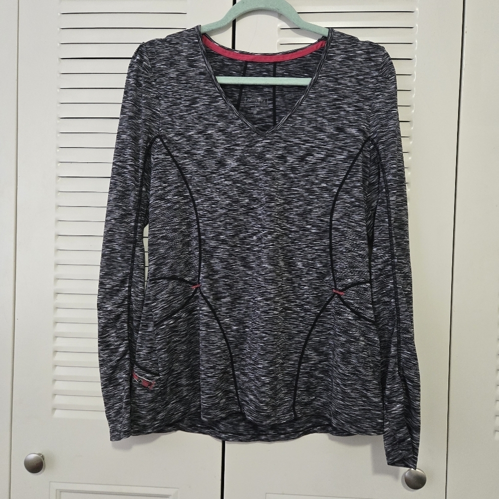 Athleta Women Activewear V-neck Top Gray Size L  #016